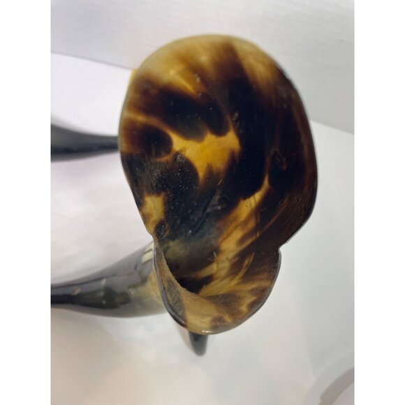 Large Hand-Carved Horn Fish Figurines Pair - Natural Polished Finish - Unique De - Picture 8 of 10